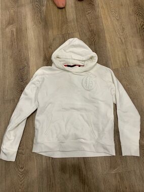 Greyson White Crewneck Hoodie with Embossed Logo